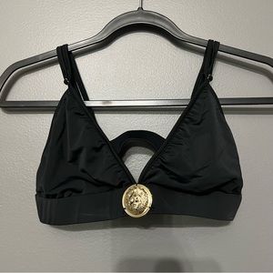 Pretty Little Thing gold Lion triangle bikini top